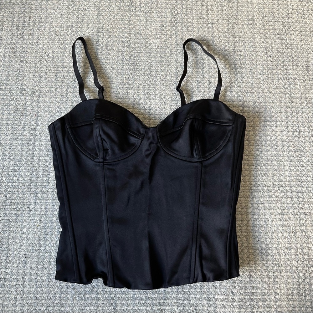 NWOT: Aritzia Satin Bustier Top - Black
